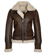 Women Aviator RAF Leather Bomber Jacket Sheepskin Real Leather  Shearlin... - $117.01