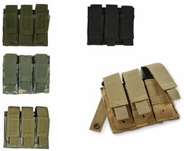 New Military Style Tactical Triple Pistol Mag Magazine Molle Pouch Acu Army Digi - £14.92 GBP