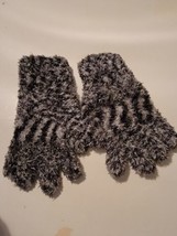 Fuzzy Womens Gloves Winter Mixit Black Gray  - $21.56
