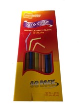 Neon Flexible Drinking Straws - 40 Pieces Per Box - £5.55 GBP