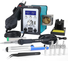 2 in 1 Soldering Iron Hot Air Gun Rework Station Kit with °F /°C Convers... - £130.16 GBP