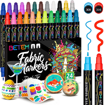 24 Colors Dual Tip Acrylic Paint Markers, Fabric Decorating Kits Premium... - $11.38