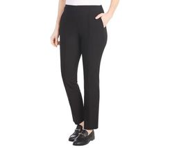 Hilary Radley Women&#39;s Ponte Pull-On Mid Rise Slim Leg Pants (Black, M) - $33.95+