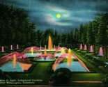 Longwood Gardens At Night Full Moon Wilmington DE UNP Unused Linen Postcard - $2.92