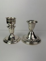 Pair of Sterling Silver Weighted Short Candlesticks Courtship Style Gorh... - $71.24