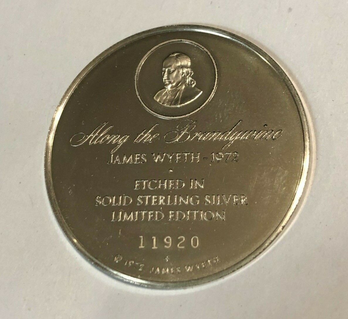 James Wyeth 1972 Sterling Silver Franklin Mint Collector Authentication Tag - $34.64
