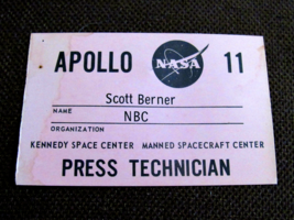 Original Apollo 11 1969 Vintage Kennedy Space Center Nbc Press Technician Badge - £783.03 GBP