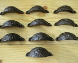 10 CAST IRON BROWN 3 1/2&quot; CUP PULLS DRAWER CABINET BIN HANDLES RUSTIC VI... - $25.99