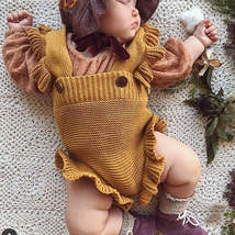 Spring And Autumn Baby Girl Wooden Ear Cute Knitwear Jumpsuit - £13.84 GBP+