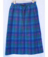 Vintage Size 12 Pendleton Pure Virgin Wool Plaid Skirt Bright Blue and Purple - £22.74 GBP
