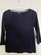 The Talbots Tee Navy Blue 3/4 sleeve Petite Medium 100% Pima Cotton - £7.87 GBP