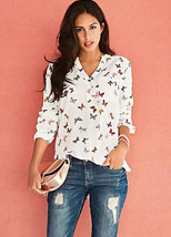 BODY FLIRT @ BON PRIX Ivory Butterfly Print Blouse UK 20 PLUS Size (FM34-7) - $42.79