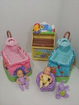 Fisher Price loving family dollhouse nursery cribs yellow purple babies ... - $41.15