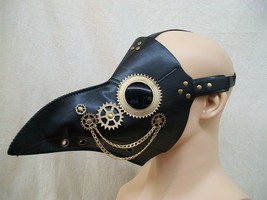 Black Steampunk Plague Doctor Mask Cogs Bird Beak Medieval Apocalyptic Biohazard - £22.01 GBP