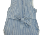 HELMUT LANG Femmes Camicia S/L Tie Front Rayé Blanc Bleu Taille M H02HW511 - £141.05 GBP