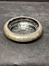 Vintage Leonard Italy Silver-Plate &amp; Glass Coaster Ashtray Starburst Design - $13.00
