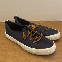 Sperry Top Sider Crest Vibe Shoe Size 8 Linen Navy Blue Boat Slip On Womens - £14.15 GBP