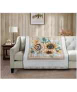Farmhouse Sunflower Printed Quilted Reversible Throw Blanket Cottagecore... - $36.86