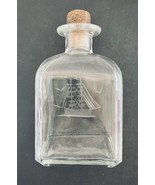 taly Square Glass Jar Bottle with Cork Embossed Bottom Etched Ship one Side - £16.69 GBP