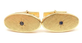 Rare Tiffany And Co. 14k Yellow Gold Textured Sapphire Mens Cufflinks - £1,389.43 GBP