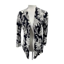 Cache Black White Paisley Open Front Cardigan Women’s Medium Lightweight... - $24.00