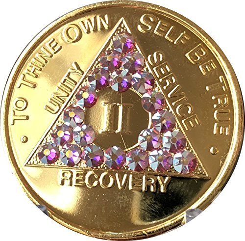 2 Year Swarovski Rose Pink Crystal Gold Plated AA Medallion Chip II