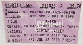 PHISH - VINTAGE ORIGINAL ALPINE VALLEY 7/18/2003 CONCERT TICKET STUB - $10.00