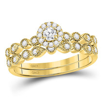 10kt Yellow Gold Round Diamond Stackable Bridal Wedding Engagement Ring Set - £574.73 GBP