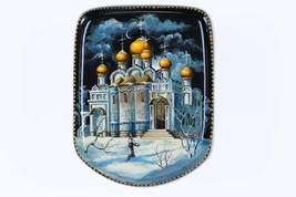 Russian Fedoskino Lacquer Box cathedral in winter - £117.18 GBP