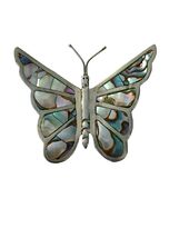 Vintage Abalone Shell Butterfly Brooch Hecho En Mexico Inlaid Butterfly ... - $25.20