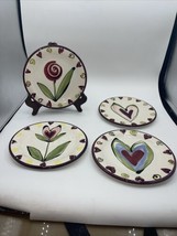 Tika Home Etc Heart 8” Salad Plates Set of 4/ Assorted  Hearts And Flowers - $25.73