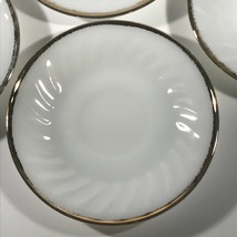 Vintage Seven (7) Fire King Swirl Milk Glass Saucer Butter Plates Gold Rim 5.75&quot; - £9.58 GBP