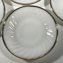 Vintage Seven (7) Fire King Swirl Milk Glass Saucer Butter Plates Gold Rim 5.75&quot; - £9.74 GBP