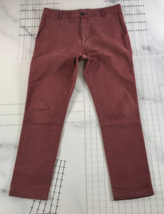 Topman Pants Mens 34 Red Dark Salmon Straight Slim Leg Button Back Pocket - $13.99