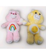  Vtg 1983 Kenner Care Bears Sunshine &amp; Rainbow Yellow &amp; Pink 13&quot; Lot Of 2  - €23,38 EUR