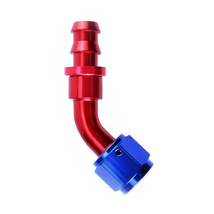6AN AN6 45 Degree Push Lock Hose End Fitting/Adaptor Red&amp;Blue Universal - £4.15 GBP