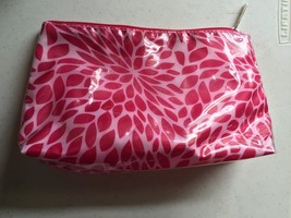 Clinique Pink PVC Leaf Petal Print Cosmetic Makeup Bag 8.5 X 5.5 Inches - $4.70