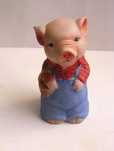 Vintage Jasco Bisque Porcelain Critter Bell  Farmer Pig Bell Chimer - $8.49