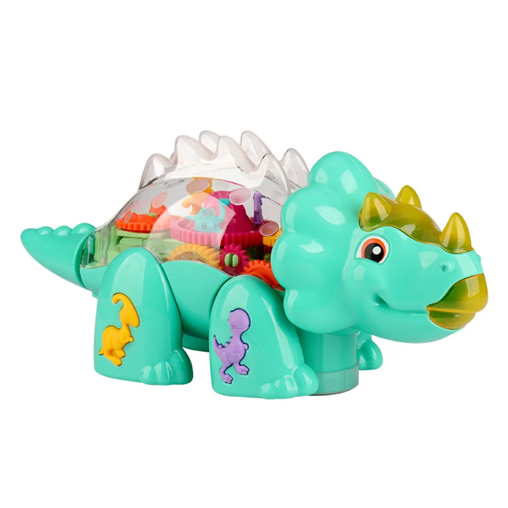Funny Electric Transparent Gear Simulation Triceratops Walking Lights Music - £14.57 GBP