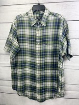 Polo Jeans Company Ralph Lauren Blue Green Plaid Size Large  Short Sleeve Shirt - £11.88 GBP