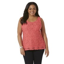 Simply Emma Women&#39;s Plus Floral Lace Tank Top Coral Size 1X New W Tags - £15.58 GBP