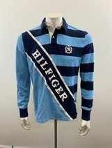 Tommy Hilfiger Men&#39;s Custom Fit Long Sleeve Polo Shirt Size XL Blue Logo  - $14.84