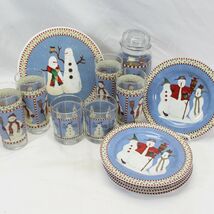 Sakura Snowman Dessert Plates Trivet Glasses Jar Christmas Lot of 13 Xmas - $35.27