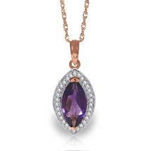 1.8 Carat 14K Rose Gold Hayworth Amethyst Diamond Gemstone Necklace 14&quot;-24&quot; - £399.31 GBP