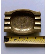 Ashtray Brass Plated With Detailed Floral Pattern Vintage Decorative India - $226.32 MXN