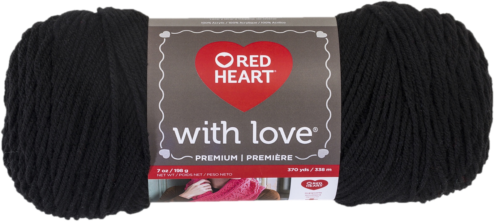 Red Heart With Love Yarn Black. - $19.48
