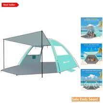 UPF 50+ Family Beach Tent with Canopy - Portable Sun Shelter for 3-4 People - $87.07