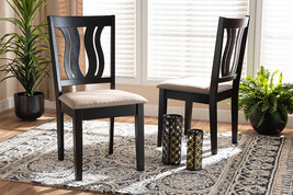 Roald Sand Fabric Upholstered and Dark Brown 2Pc Dining Chair Set - $178.00