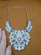 vn-15) vintage pale blue Opalite silver tone chain necklace costume jewe... - £74.30 GBP