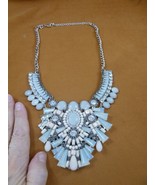vn-15) vintage pale blue Opalite silver tone chain necklace costume jewe... - $129.43 CAD